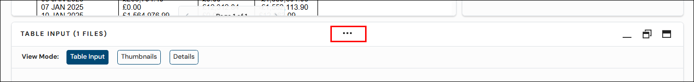 Adjusting the height of the Table Input pane by dragging the three dots.